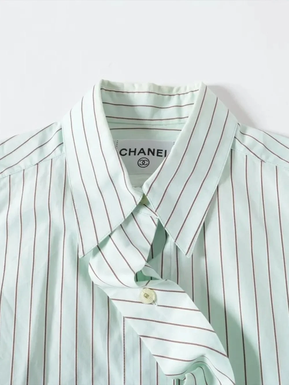 Authentic CHANEL sleeves formal stripes office top 36cm
